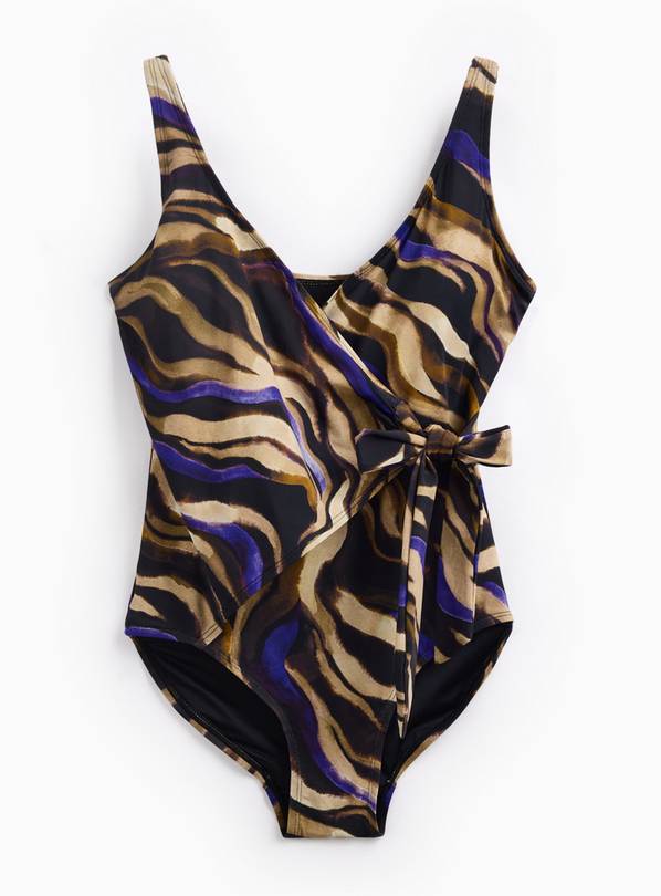 Wave Print Wrap Front Swimsuit 8